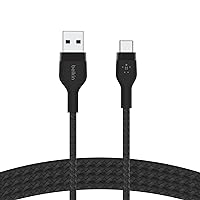Belkin BoostCharge Pro Flex Braided USB-C to USB-A Cable (2M/6.6FT), Type C to A Cable USB-C USB-IF Certified Fast Charging Cable for iPhone 15, iPad Pro, Galaxy S23, S22, Note, Pixel, & More - Black