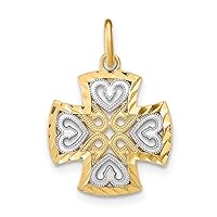 Charms Collection 14K w/Rhodium Hearts and D/C Maltese Cross Charm K9505