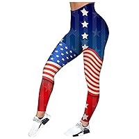 Patriotic Tummy Control Graphic Leggings for Women July Fourth Memorial Day Sporty Tights Skimpy Butt Lift Yoga Soft