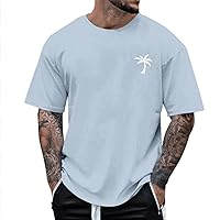 Lightweight Breathable Shirts for Men Everyday Summer Crewneck Graphic Tops Short Sleeve Slim Fit Cotton Tees