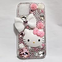 Victor for iPhone 14 13 12 11 KT Cute Cat Phone Case,Women Style 3D Bling Glitter Rhinestone Handmade Cover Silicone Shell (iPhone 11, KT Cute)