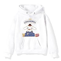 Cute Cinnamoroll Fleece Hoodie Kids Long Sleeve Hooded Sweatshirt-Novelty Winter Warm Pullover Tops for Daily Wear