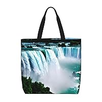 Niagara Fall Print Print Stylish Canvas Tote Bag,Casual Tote'S Handbag Big Capacity Shoulder Bag, For Shopping, Work