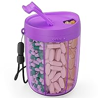 Large Supplement Organizer Bottle, Holds Plenty of Vitamins in 1 Monthly Pill Organizer Dispenser with Anti-Mixing & Wide Openings Design, Easy to Retrieve Meds, Includes 20 Pcs Labels, Purple