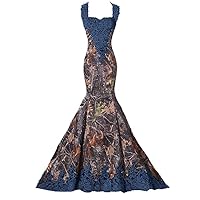 Woman's Mermaid Camo and Lace Wedding Dresses with Straps Bridal Reception Prom Gowns