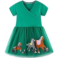 Little Girls Princess Cartoon Printed Casual Summer Dress Cute A-line Dress