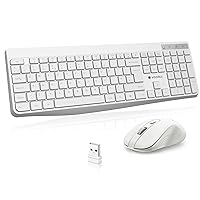 KOORUI Wireless Keyboard and Mouse Combos, 12 Multimedia and Shortcut Keys UK Layout Full Size Keyboard and Mouse Set for Windows,MacOS,Linux-White (Battery Not Included)