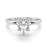 Siyaa Gems 2 CT Heart Moissanite Engagement Ring Colorless Wedding Bridal Solitaire Halo Bazel Style Solid Sterling Silver 10K 14K 18K Solid Gold Promise Ring Gift