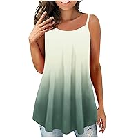 Womens Tank Tops Casual Flowy Spaghetti Strap Summer Tops Gradient Color Sleeveless Shirts Loose Fit Tunic Camisoles