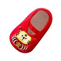 First Walking Shoes Boys and Girls Cartoon Character Pattern Warm Toddler Shoes Indoor Floor Toddler Boy Slip on Shoes