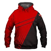 Men's Hooded 3D Print Casual Fashion Plus Size Red and Black Patchwork Plaids Pullover Hoodies