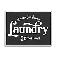 Premium Self-Service Laundry Vintage Advertisement Sign, Designed by Lettered and Lined Gray Framed Wall Art, Grey