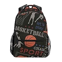 ALAZA Basketball Pattern Print Sports Large Backpack Personalized Laptop iPad Tablet Travel School Bag with Multiple Pockets for Men Women College