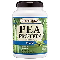 NutriBiotic Pea Protein Plain, 21 Oz | Low Carb Vegan Plant Protein Powder | 100% Grown & Processed in The USA | Deliciously Creamy & BCAA-Rich | Made Without Chemicals, GMOs & Gluten | Keto Friendly