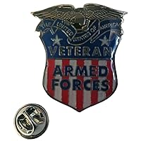 Veteran Armed Forces Shield USA Flag Bike Hat Cap Lapel Pin LOT of 50 PINS