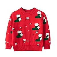 New Girl Christmas Sweater Cartoon Sweater Long Sleeve Warm Knitted Pullover Knitwear Tops Girls Zip Fleece