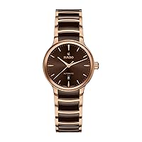 Rado Centrix Automatic Ladies Brown Dial with Date Display at 6 o'clock, Rose Gold and Brown Bracelet, Swiss Automatic Movement