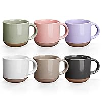 Morandi Color Ceramic Mini Espresso Cups Set of 6, 5 oz Espresso Mugs with Handle, Porcelain Coffee Mugs Demitasse Cups, Modern Style Espresso Cups, Microwave Dishwasher Safe Suit for Espresso Machine
