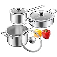 Stainless Steel pots and pans set, 6 Piece Nonstick Kitchen Induction Cookware Set,Works with Induction/Electric and Gas Cooktops, Nonstick, Dishwasher