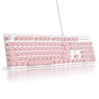 Mosptnspg Wired Membrane Keyboard,Punk Compact Full Size 102 Keys ，USB Keyboard with Phone Holder for Windows/PC/Laptop (V8Pink)