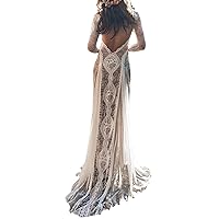 Sheath/Column Romantic Wedding Dresses Scoop Neck 3/4 Length Sleeve Court Train Bridal Gowns with Appliques 2024