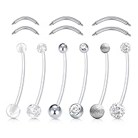 D.Bella 14G Pregnancy Belly Button Rings with Replacement Balls Flexible Bioplast Sport Maternity Belly Ring Retainer for Women Girls Navel Piercing Retainer 1 1/2Inch (38mm)