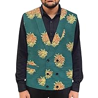 Mens Green shawl lapel embroided green Suit Vest DBSC1043