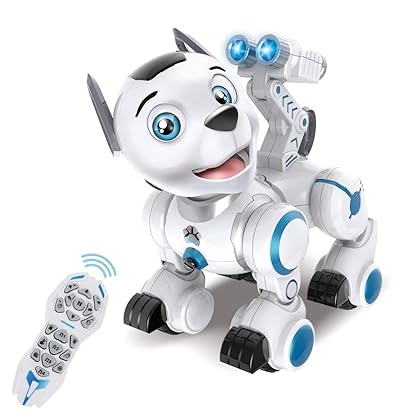 fisca Remote Control Robotic Dog RC Interactive Intelligent Walking Dancing Programmable Robot Puppy Toy Electronic Pets with Light and Sound for Kids Boys Girls Age 6, 7, 8, 9, 10 and Up Years Old