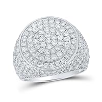 The Diamond Deal 10kt White Gold Mens Round Diamond Circle Cluster Ring 4-1/5 Cttw