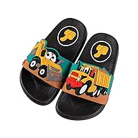 Toddler Little Kids Cartoon Excavator Shower Pool Slide Sandals Non-Slip Summer Lightweight Beach Pool Water Shoes for Girls and Boys (Color : Black, Size : 9.5-10 Toddler)