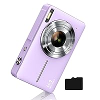 Digital Camera, FHD 1080P Kids Camera 44MP Point and Shoot Digital Cameras with 32GB Memory Card, 16X Zoom, Two Batteries, Lanyard, Compact Small Camera Gift for Kids Boys Girls Students, Purple