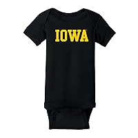 YC01 - Iowa Hawkeyes Basic Block Infant Creeper Bodysuit - 12 Months - Black