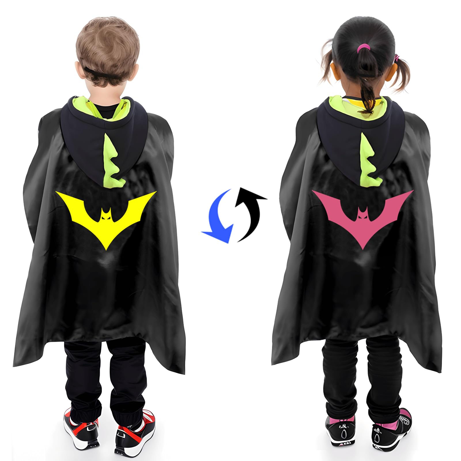 ALAOW Superhero Capes with Masks Double Side Dress up Costumes Festival Christmas Halloween Cosplay Birthday Party for Kids (Double Side-Superheros 4Sest)
