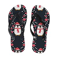 Vantaso Slim Flip Flops for Women Cute Christmas Penguin Yoga Mat Thong Sandals Casual Slippers