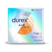 Durex Air Condoms Extra Thin, Transparent Natural Rubber Latex Condoms for Men, Wide Fit, FSA & HSA Eligible, 24 Count