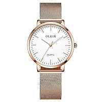 Ladies Watch Mesh Steel Band Quartz Waterproof Fashion Watch Promotional Gift Watch Two Watches with Scale and Without Scale Lightweight, Chic, Fashionable and Versatile