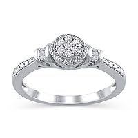 0.10 Cttw Composite Diamond Cluster Promise Ring in 925 White Finish Sterling Silver (I-J/I2-I3)
