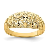 9 febmm 14k Solid Textured Polished Gold Sparkle Cut Mini Diamond Pattern Dome Ring Size 7 Jewelry for Women