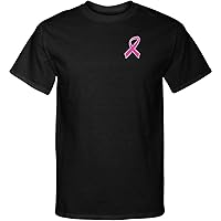 Breast Cancer T-Shirt Pink Ribbon Pocket Print Tall Tee