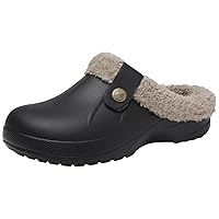 ChayChax Waterproof Slippers Women Men Fur Lined Clogs Winter Garden Shoes Warm House Slippers Indoor Outdoor Mules