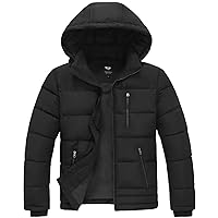 GGleaf Men's Winter Puffer Jacket Quilted Thicken Down Coat Insulated and Water Repellent Jacket with Hood