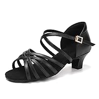 AOQUNFS Girls Latin Dance Shoes Low Heels Tango Salsa Ballroom Practice Performance Dancing Shoes, RY-WBTL-CX