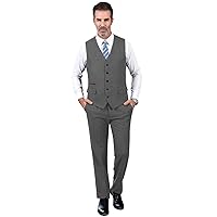 Men's Herring Bone 2 Piece Suit Slim Fit Casual Wedding Groomsmen Vest Pants Set