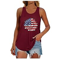 Bulk White Tank Tops Women Women's Tank Tops for Independence Day Sleeveless Casual Blouse Tunic Cotton Long S