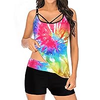XJYIOEWT Top Swimsuits for Women Piece Panty Swimsuits Color Two Multi Tie-Dye Womens Swimwears Tankinis Sets