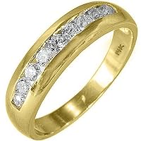 14k Yellow Gold Mens Brilliant Round 9-Stone Diamond Ring .75 Carats