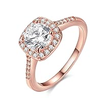 Women's CZ Crystal Square Engagement Rings Best Promise Rings Wedding Bands for Women KR002