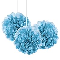 Powder Blue Mini Puff Tissue Decorations (3 Ct) - Eye-Catching, Premium Quality Material - Perfect for Events & Party Decor