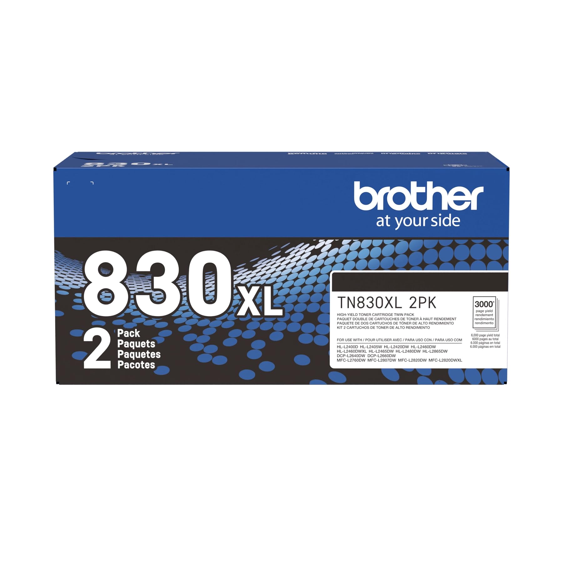 Brother Genuine TN830XL 2PK Black High Yield Printer Toner Cartridge 2-Pack – Print up to 3,000 Pages Each(1)