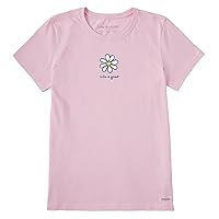 Life is Good Women's Vintage Crusher Graphic T-Shirt LIG Daisy, Seashell Pink